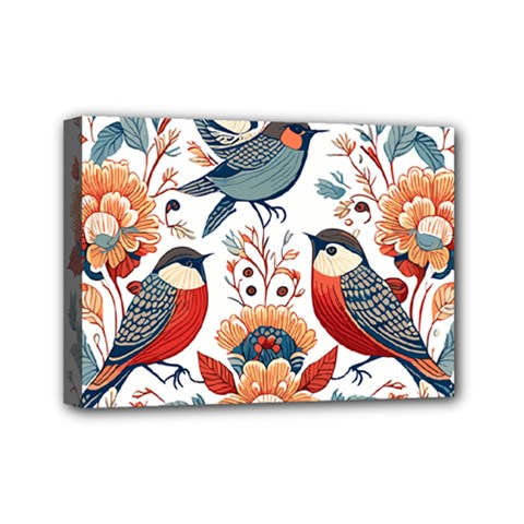 Birds Mini Canvas 7  X 5  (stretched) by Valentinaart