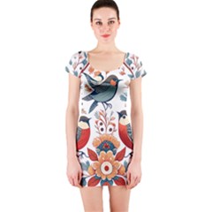 Birds Short Sleeve Bodycon Dress by Valentinaart