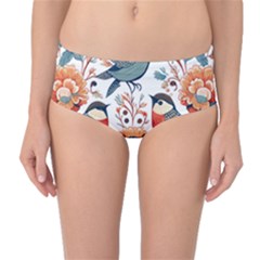 Birds Mid-waist Bikini Bottoms by Valentinaart