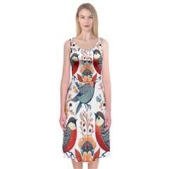 Birds Midi Sleeveless Dress by Valentinaart