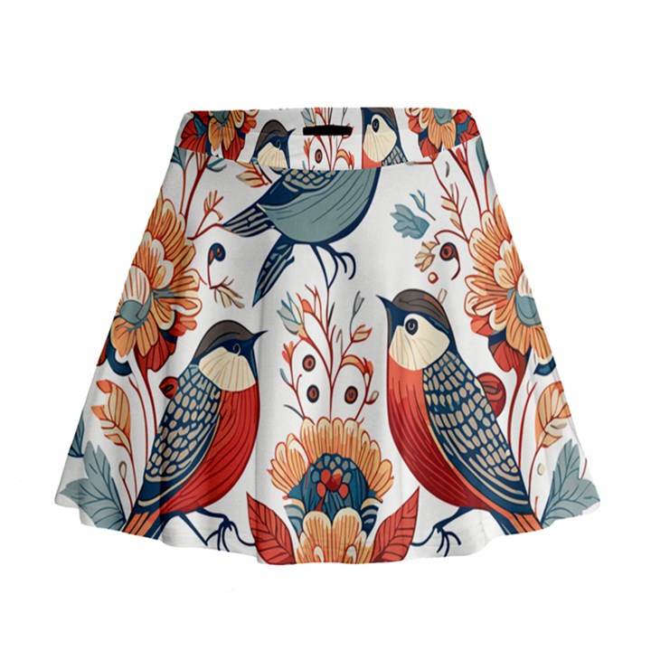 Birds Mini Flare Skirt