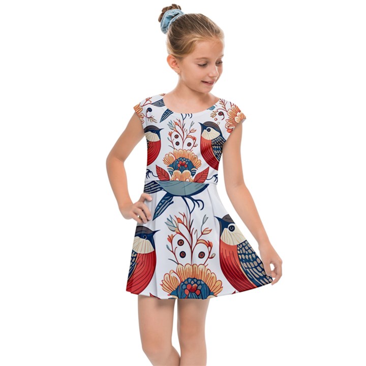 Birds Kids  Cap Sleeve Dress