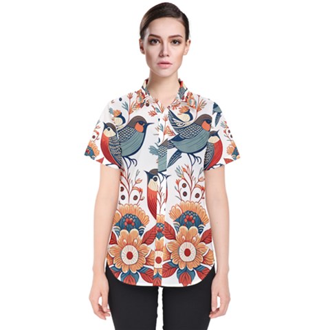 Birds Women s Short Sleeve Shirt by Valentinaart