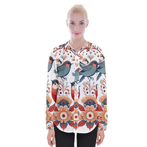 Birds Womens Long Sleeve Shirt by Valentinaart