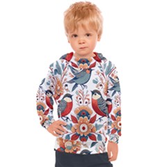 Birds Kids  Hooded Pullover by Valentinaart