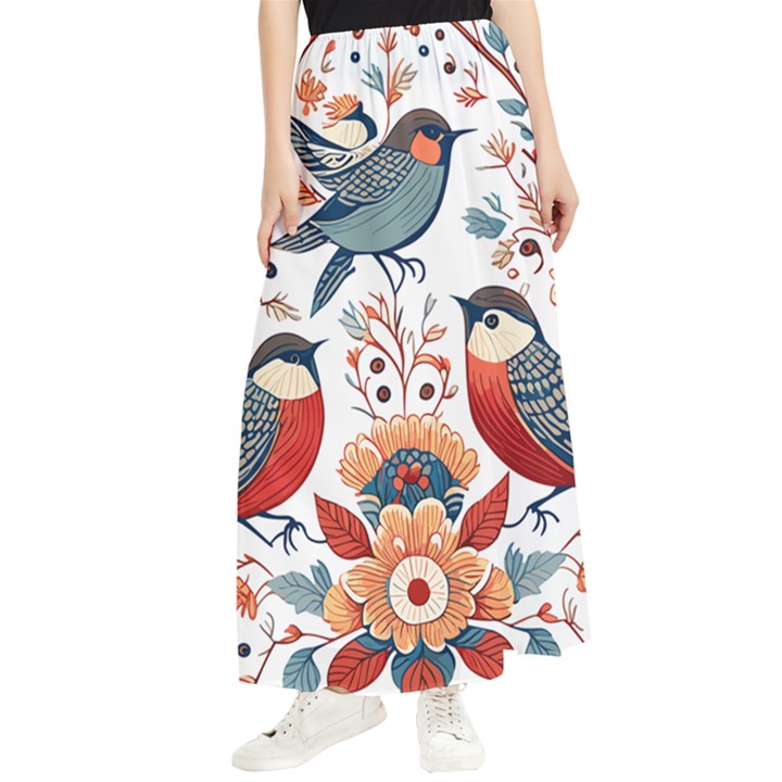 Birds Maxi Chiffon Skirt