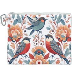 Birds Canvas Cosmetic Bag (xxxl) by Valentinaart