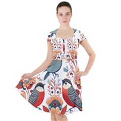 Birds Cap Sleeve Midi Dress by Valentinaart