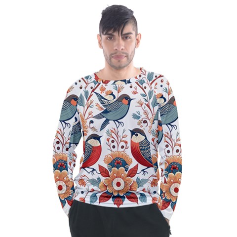 Birds Men s Long Sleeve Raglan T-shirt by Valentinaart