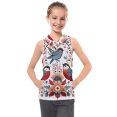 Birds Kids  Sleeveless Hoodie by Valentinaart