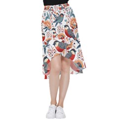 Birds Frill Hi Low Chiffon Skirt by Valentinaart