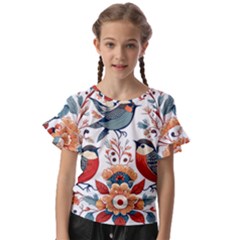 Birds Kids  Cut Out Flutter Sleeves by Valentinaart