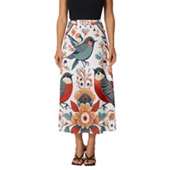 Birds Classic Midi Chiffon Skirt by Valentinaart