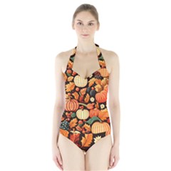 Thanksgiving Pattern Halter Swimsuit by Valentinaart