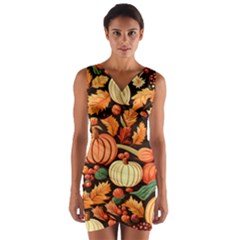 Thanksgiving Pattern Wrap Front Bodycon Dress by Valentinaart