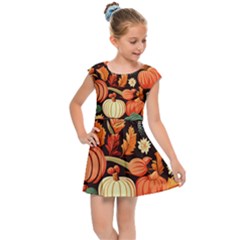 Thanksgiving Pattern Kids  Cap Sleeve Dress by Valentinaart