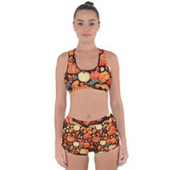 Thanksgiving Pattern Racerback Boyleg Bikini Set by Valentinaart