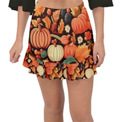 Thanksgiving Pattern Fishtail Mini Chiffon Skirt by Valentinaart