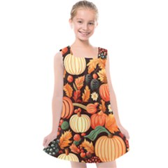 Thanksgiving Pattern Kids  Cross Back Dress by Valentinaart