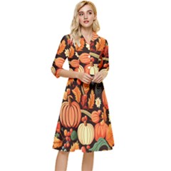 Thanksgiving Pattern Classy Knee Length Dress by Valentinaart