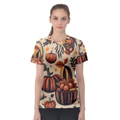 Thanksgiving pattern Women s Sport Mesh T-Shirt