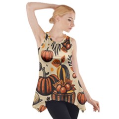 Thanksgiving Pattern Side Drop Tank Tunic by Valentinaart