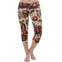 Thanksgiving pattern Capri Yoga Leggings