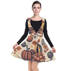 Thanksgiving pattern Plunge Pinafore Dress