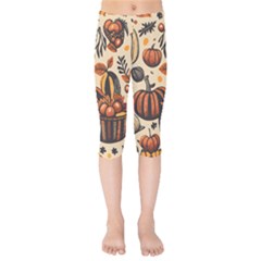 Thanksgiving pattern Kids  Capri Leggings 