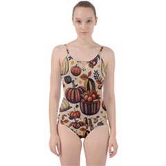 Thanksgiving pattern Cut Out Top Tankini Set