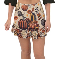 Thanksgiving Pattern Fishtail Mini Chiffon Skirt by Valentinaart