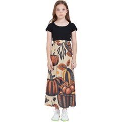 Thanksgiving pattern Kids  Flared Maxi Skirt