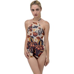 Thanksgiving Pattern Go With The Flow One Piece Swimsuit by Valentinaart