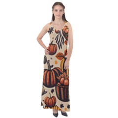 Thanksgiving Pattern Sleeveless Velour Maxi Dress by Valentinaart