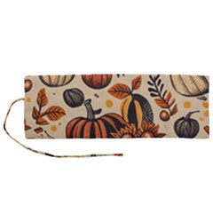 Thanksgiving pattern Roll Up Canvas Pencil Holder (M)