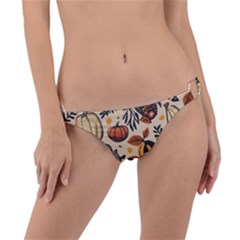 Thanksgiving pattern Ring Detail Bikini Bottoms