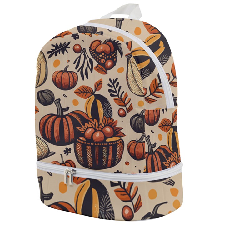 Thanksgiving pattern Zip Bottom Backpack