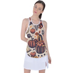 Thanksgiving Pattern Racer Back Mesh Tank Top by Valentinaart