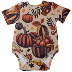 Thanksgiving Pattern Baby Short Sleeve Bodysuit