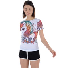 Baby Unicorn T- Shirt Colourful Bay Unicorn T- Shirt Yoga Reflexion Pose T- Shirtyoga Reflexion Pose T- Shirt Back Circle Cutout Sports T-shirt by hizuto