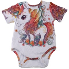 Baby Unicorn T- Shirt Colourful Bay Unicorn T- Shirt Yoga Reflexion Pose T- Shirtyoga Reflexion Pose T- Shirt Baby Short Sleeve Bodysuit by hizuto