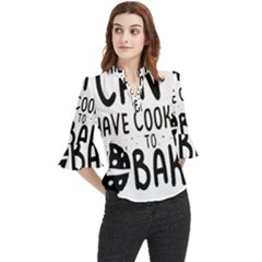 Baker T- Shirt Cool Bread Baking Bakers Saying Motif T- Shirt Yoga Reflexion Pose T- Shirtyoga Reflexion Pose T- Shirt Loose Horn Sleeve Chiffon Blouse