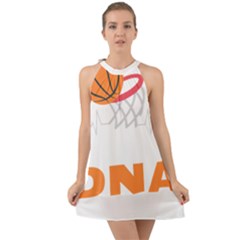 Basketball Lover Gifts For Birthday T- Shirt Basketball Lover Basketball Is In My D N A Basketball H Yoga Reflexion Pose T- Shirtyoga Reflexion Pose T- Shirt Halter Tie Back Chiffon Dress by hizuto