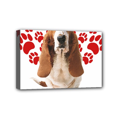 Basset Hound Gift T- Shirt Funny Basset Hound Valentine Heart Paw Basset Hound Dog Lover Valentine C Yoga Reflexion Pose T- Shirtyoga Reflexion Pose T- Shirt Mini Canvas 6  X 4  (stretched) by hizuto