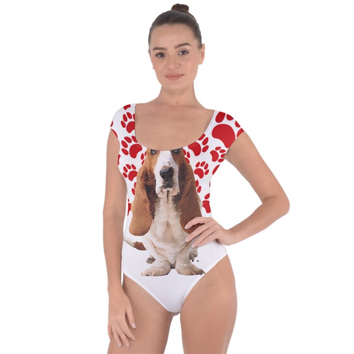 Basset Hound Gift T- Shirt Funny Basset Hound Valentine Heart Paw Basset Hound Dog Lover Valentine C Yoga Reflexion Pose T- Shirtyoga Reflexion Pose T- Shirt Short Sleeve Leotard 