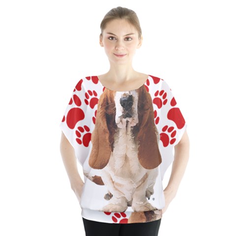 Basset Hound Gift T- Shirt Funny Basset Hound Valentine Heart Paw Basset Hound Dog Lover Valentine C Yoga Reflexion Pose T- Shirtyoga Reflexion Pose T- Shirt Batwing Chiffon Blouse by hizuto