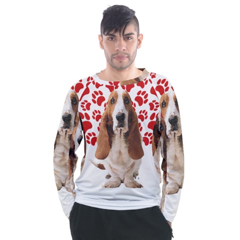 Basset Hound Gift T- Shirt Funny Basset Hound Valentine Heart Paw Basset Hound Dog Lover Valentine C Yoga Reflexion Pose T- Shirtyoga Reflexion Pose T- Shirt Men s Long Sleeve Raglan T-shirt by hizuto