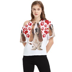 Basset Hound Gift T- Shirt Funny Basset Hound Valentine Heart Paw Basset Hound Dog Lover Valentine C Yoga Reflexion Pose T- Shirtyoga Reflexion Pose T- Shirt One Shoulder Cut Out T-shirt by hizuto