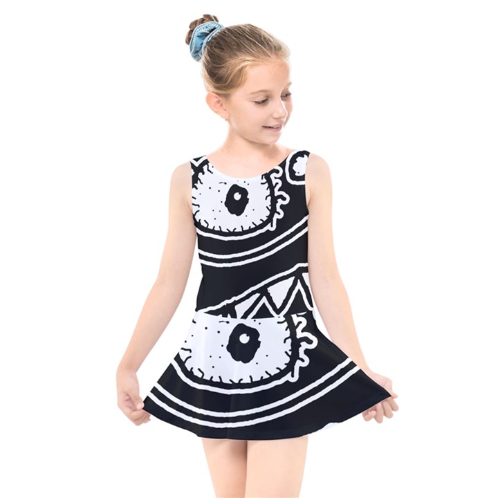 Monstrous Revelation Closeup Kids  Skater Dress Swimsuit