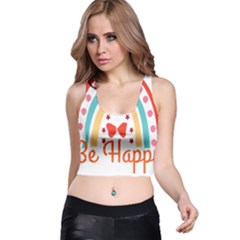 Be Happy And Smile T- Shirt Be Happy T- Shirt Yoga Reflexion Pose T- Shirtyoga Reflexion Pose T- Shirt Racer Back Crop Top by hizuto